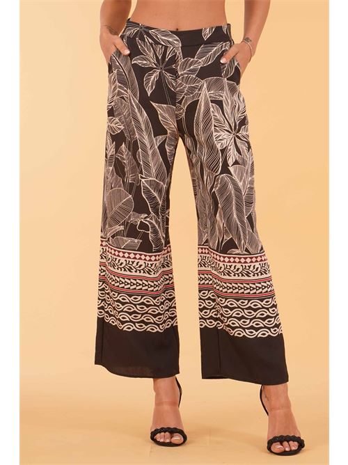 Pantalone in viscosa fantasia LANACAPRINA | LC5276NERO