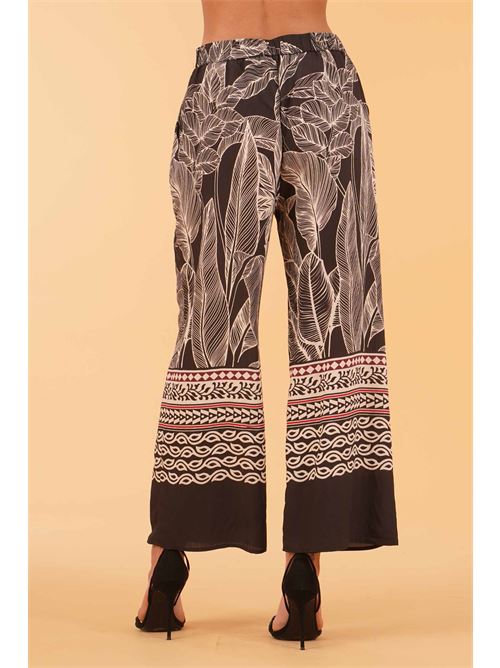 Pantalone in viscosa fantasia LANACAPRINA | LC5276NERO