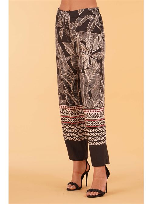 Pantalone in viscosa fantasia LANACAPRINA | LC5276NERO