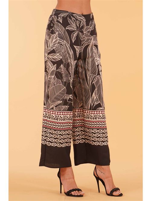 Pantalone in viscosa fantasia LANACAPRINA | LC5276NERO