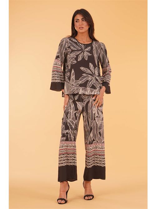 Casacca in viscosa fantasia LANACAPRINA | LC5277NERO