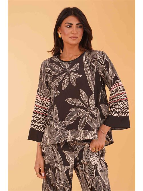 Casacca in viscosa fantasia LANACAPRINA | LC5277NERO