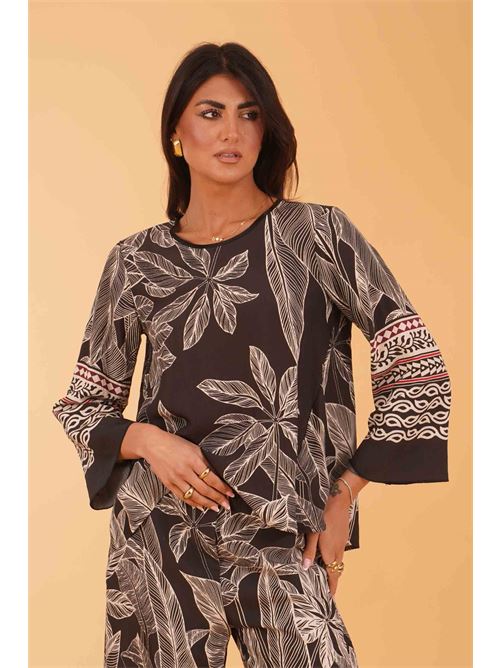 Casacca in viscosa fantasia LANACAPRINA | LC5277NERO