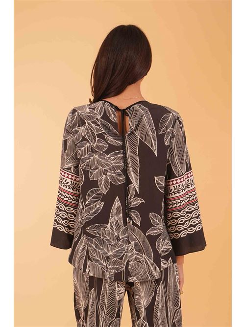 Casacca in viscosa fantasia LANACAPRINA | LC5277NERO