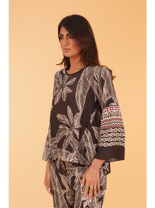 Casacca in viscosa fantasia LANACAPRINA | LC5277NERO