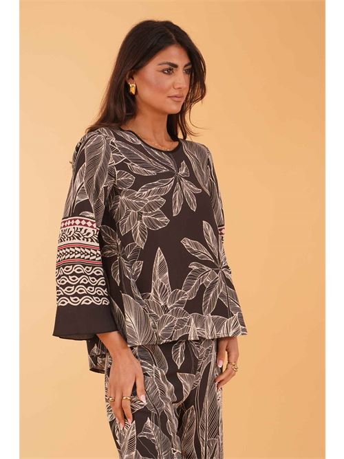 Casacca in viscosa fantasia LANACAPRINA | LC5277NERO