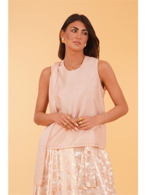 Canotta con strass LANACAPRINA | LC5329ALIBICOCCA