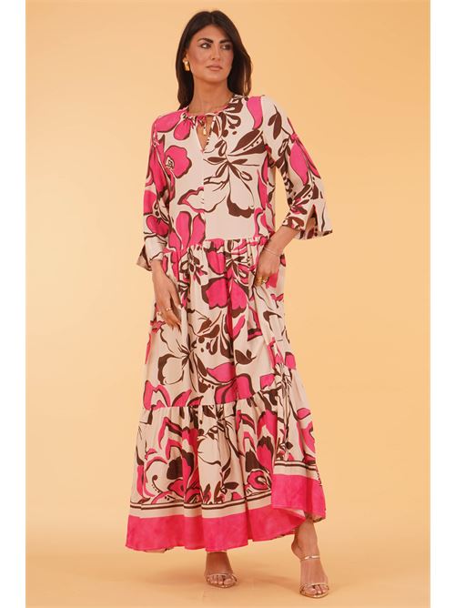 Abito in viscosa fantasia LANACAPRINA | LC5362FRAGOLA