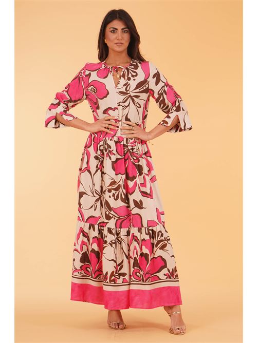 Abito in viscosa fantasia LANACAPRINA | LC5362FRAGOLA