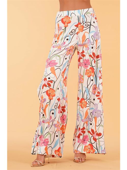 Pantalone in viscosa fantasia Love To Love by Gai Mattiolo | LT287BIANCO PROVENZALE