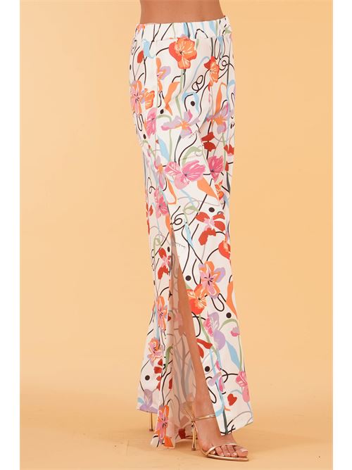 Pantalone in viscosa fantasia Love To Love by Gai Mattiolo | LT287BIANCO PROVENZALE