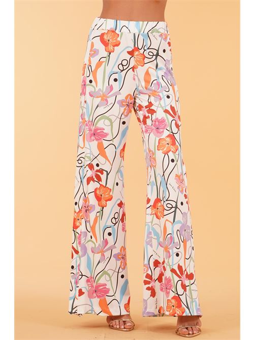 Pantalone in viscosa fantasia Love To Love by Gai Mattiolo | LT287BIANCO PROVENZALE