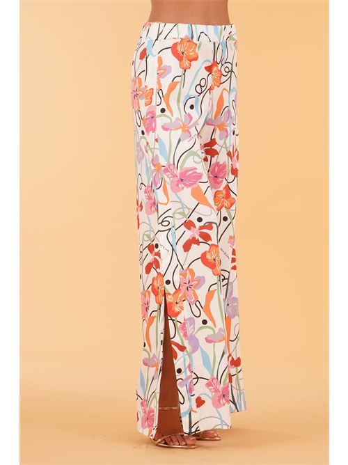 Pantalone in viscosa fantasia Love To Love by Gai Mattiolo | LT287BIANCO PROVENZALE