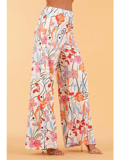 Pantalone in viscosa fantasia Love To Love by Gai Mattiolo | LT287BIANCO PROVENZALE