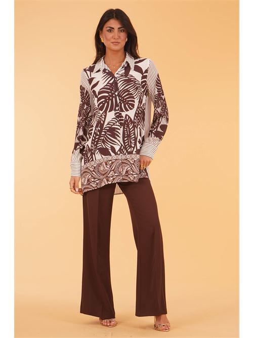Camicia in viscosa fantasia Love To Love by Gai Mattiolo | LT413FOGLIE/SAFARI