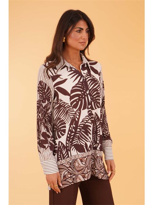 Camicia in viscosa fantasia Love To Love by Gai Mattiolo | LT413FOGLIE/SAFARI