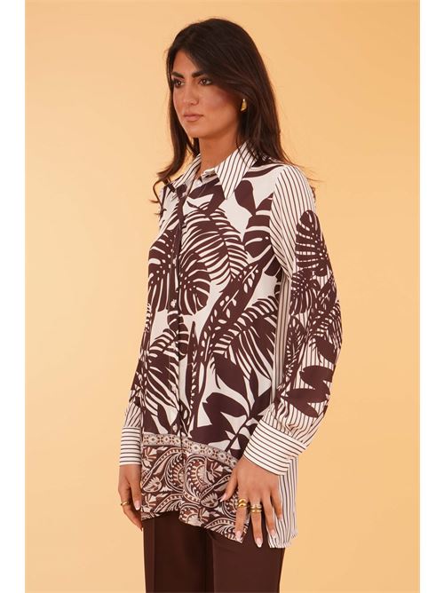 Camicia in viscosa fantasia Love To Love by Gai Mattiolo | LT413FOGLIE/SAFARI