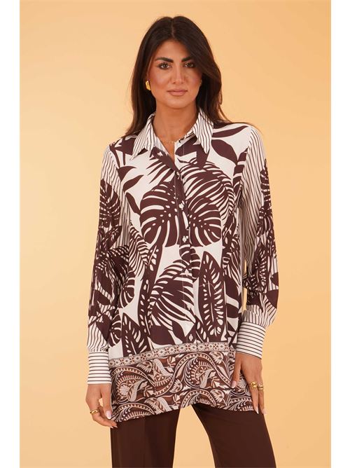 Camicia in viscosa fantasia Love To Love by Gai Mattiolo | LT413FOGLIE/SAFARI