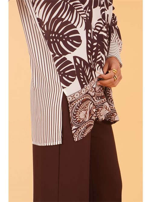 Camicia in viscosa fantasia Love To Love by Gai Mattiolo | LT413FOGLIE/SAFARI