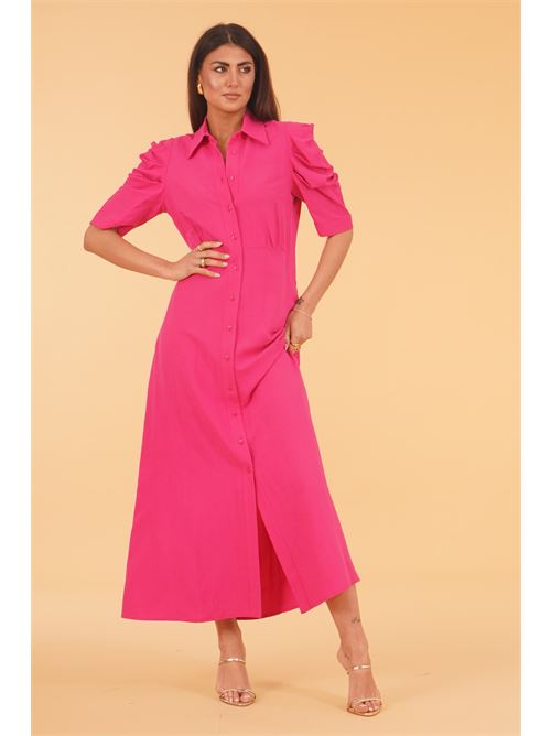 Abito chemisier in viscosa e lino luckylu Milano | AB14LVFUXIA