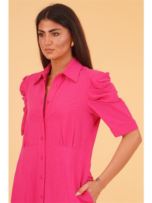 Abito chemisier in viscosa e lino luckylu Milano | AB14LVFUXIA