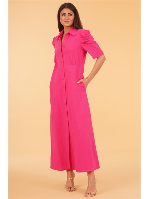 Abito chemisier in viscosa e lino luckylu Milano | AB14LVFUXIA