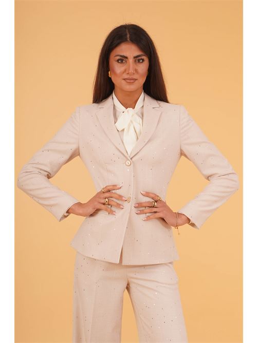 Giacca con micropaillettes luckylu Milano | GI19FPBEIGE/WHITE