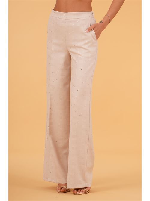 Pantalone con micropaillettes luckylu Milano | PA69FPBEIGE/WHITE