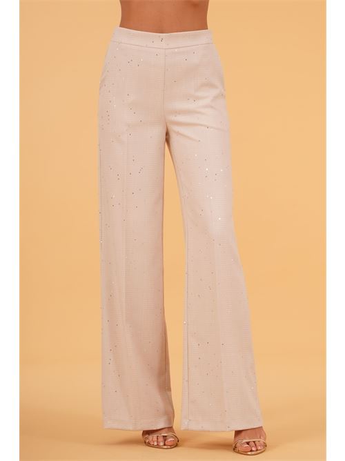 Pantalone con micropaillettes luckylu Milano | PA69FPBEIGE/WHITE