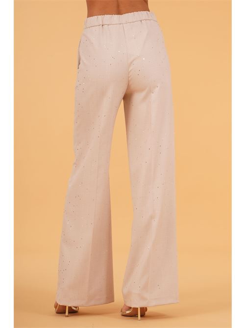Pantalone con micropaillettes luckylu Milano | PA69FPBEIGE/WHITE