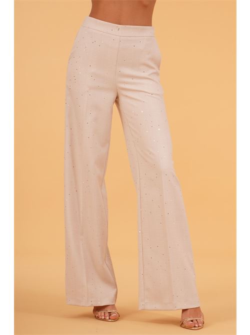 Pantalone con micropaillettes luckylu Milano | PA69FPBEIGE/WHITE
