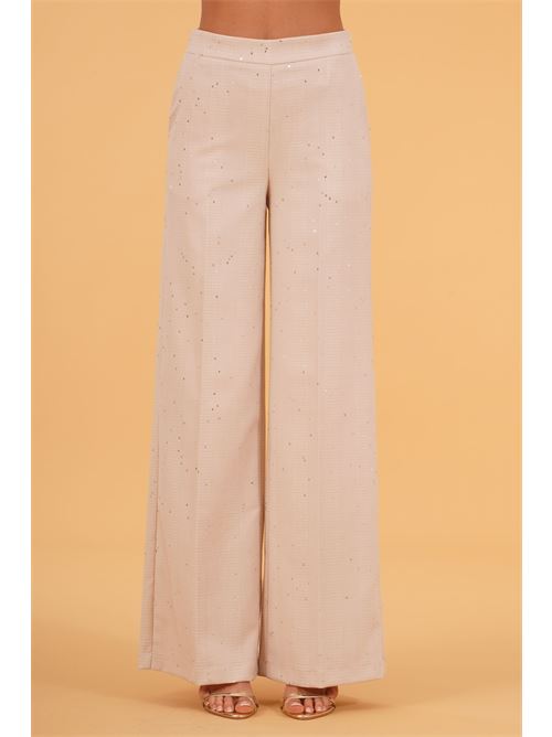 Pantalone con micropaillettes luckylu Milano | PA69FPBEIGE/WHITE