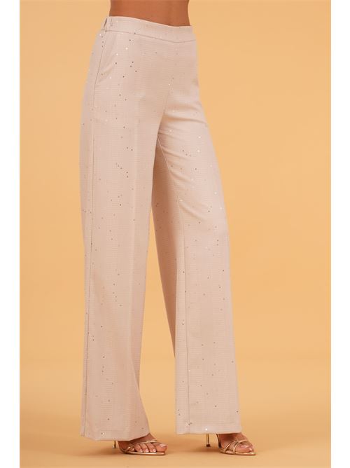Pantalone con micropaillettes luckylu Milano | PA69FPBEIGE/WHITE