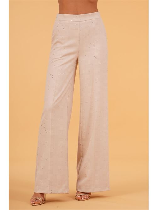 Pantalone con micropaillettes luckylu Milano | PA69FPBEIGE/WHITE