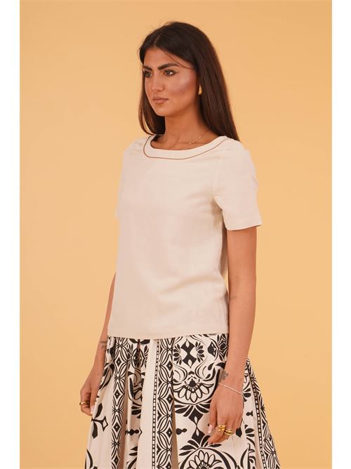 Blusa in viscosa e lino THE  ABITO | BL11LICHALK