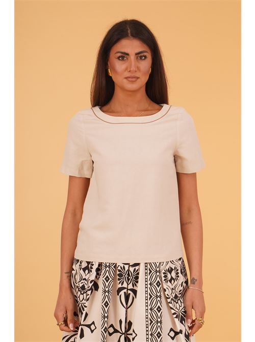 Blusa in viscosa e lino THE  ABITO | BL11LICHALK