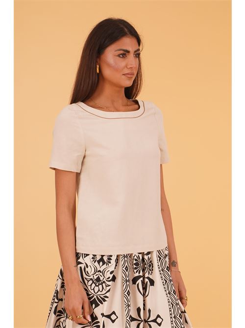 Blusa in viscosa e lino THE  ABITO | BL11LICHALK