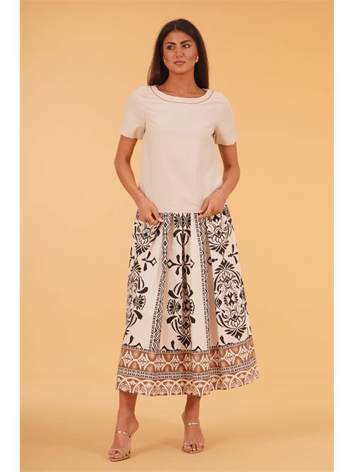 Blusa in viscosa e lino THE  ABITO | BL11LICHALK