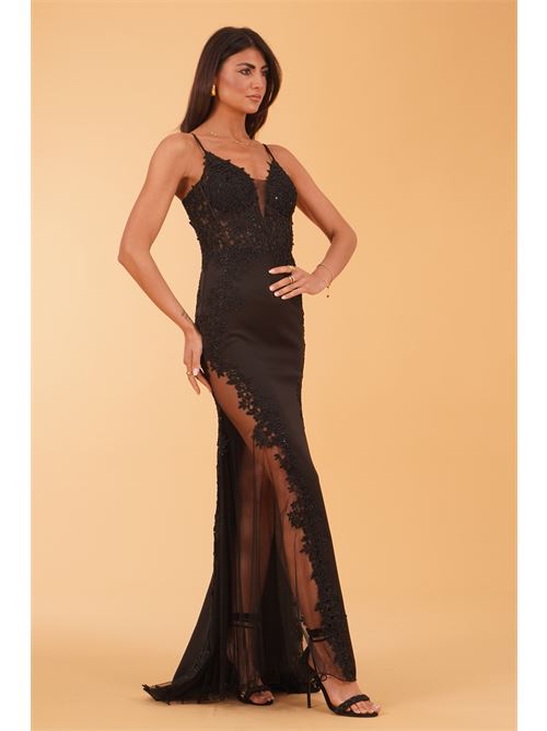 Abito lungo con macrame' e corallini The Dress London | AZALEABLACK