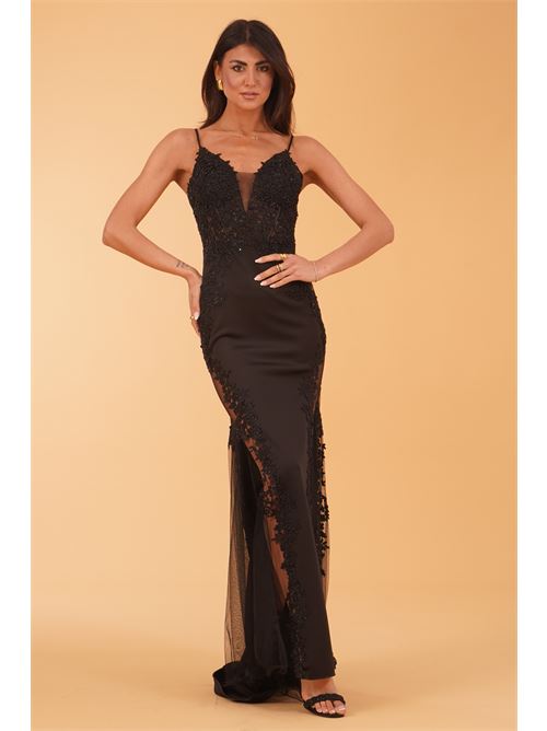 Abito lungo con macrame' e corallini The Dress London | AZALEABLACK