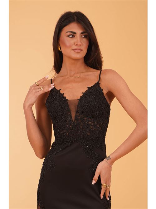 Abito lungo con macrame' e corallini The Dress London | AZALEABLACK