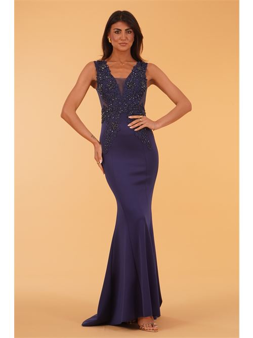 Abito lungo con macrame' e corallini The Dress London | GLADIOLUSBLU NAVY