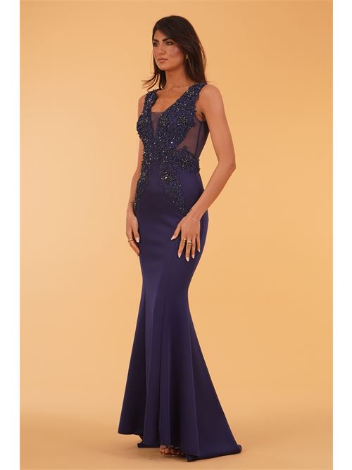 Abito lungo con macrame' e corallini The Dress London | GLADIOLUSBLU NAVY