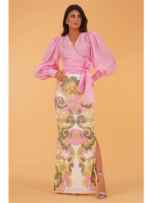 Camicia cropper in organza twins fantasy | T4862TPINK