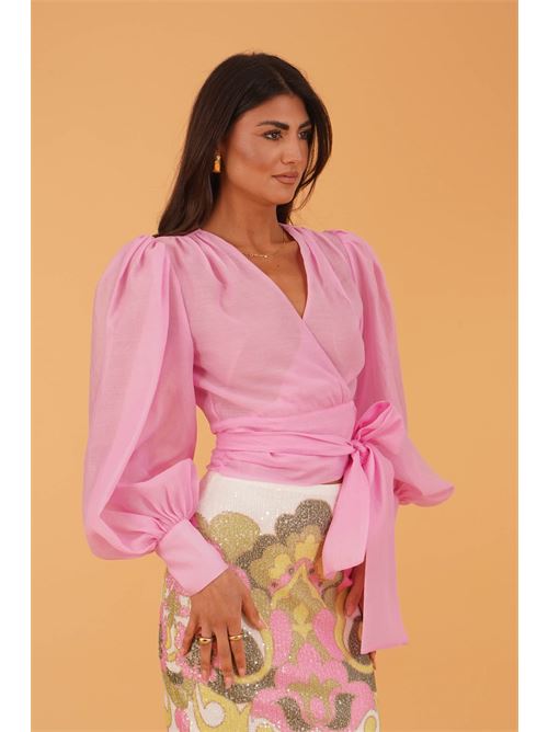 Camicia cropper in organza twins fantasy | T4862TPINK