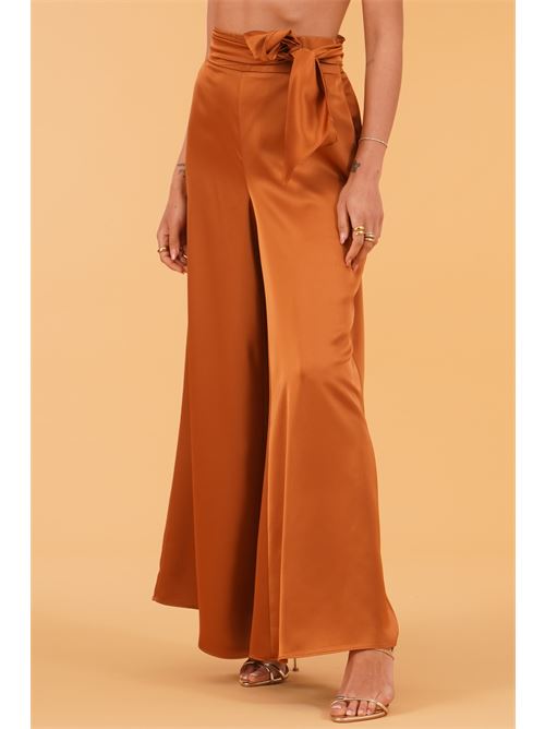 Pantalone palazzo in raso twins fantasy | T4950PBROWN