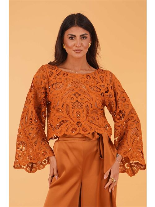 Casappa cropped in pizzo twins fantasy | T4950TBROWN