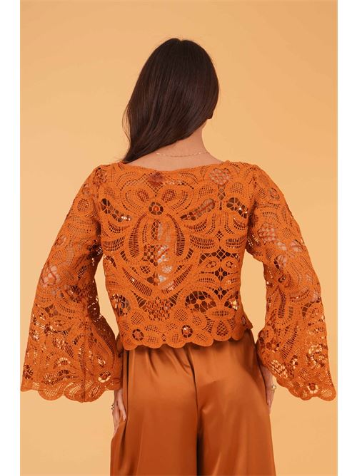 Casappa cropped in pizzo twins fantasy | T4950TBROWN