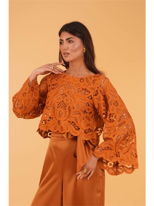 Casappa cropped in pizzo twins fantasy | T4950TBROWN