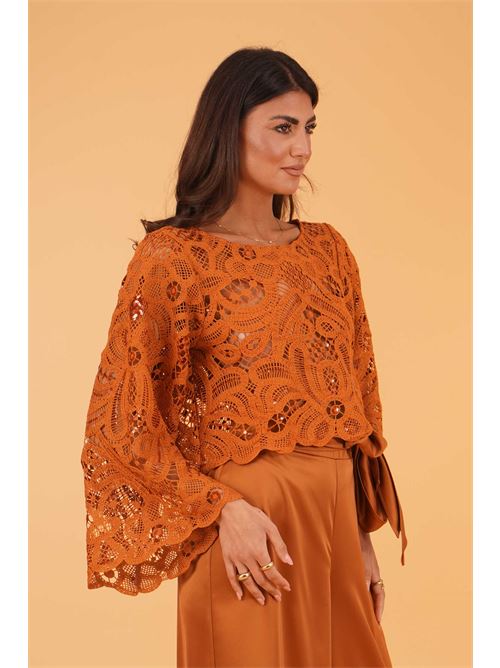 Casappa cropped in pizzo twins fantasy | T4950TBROWN